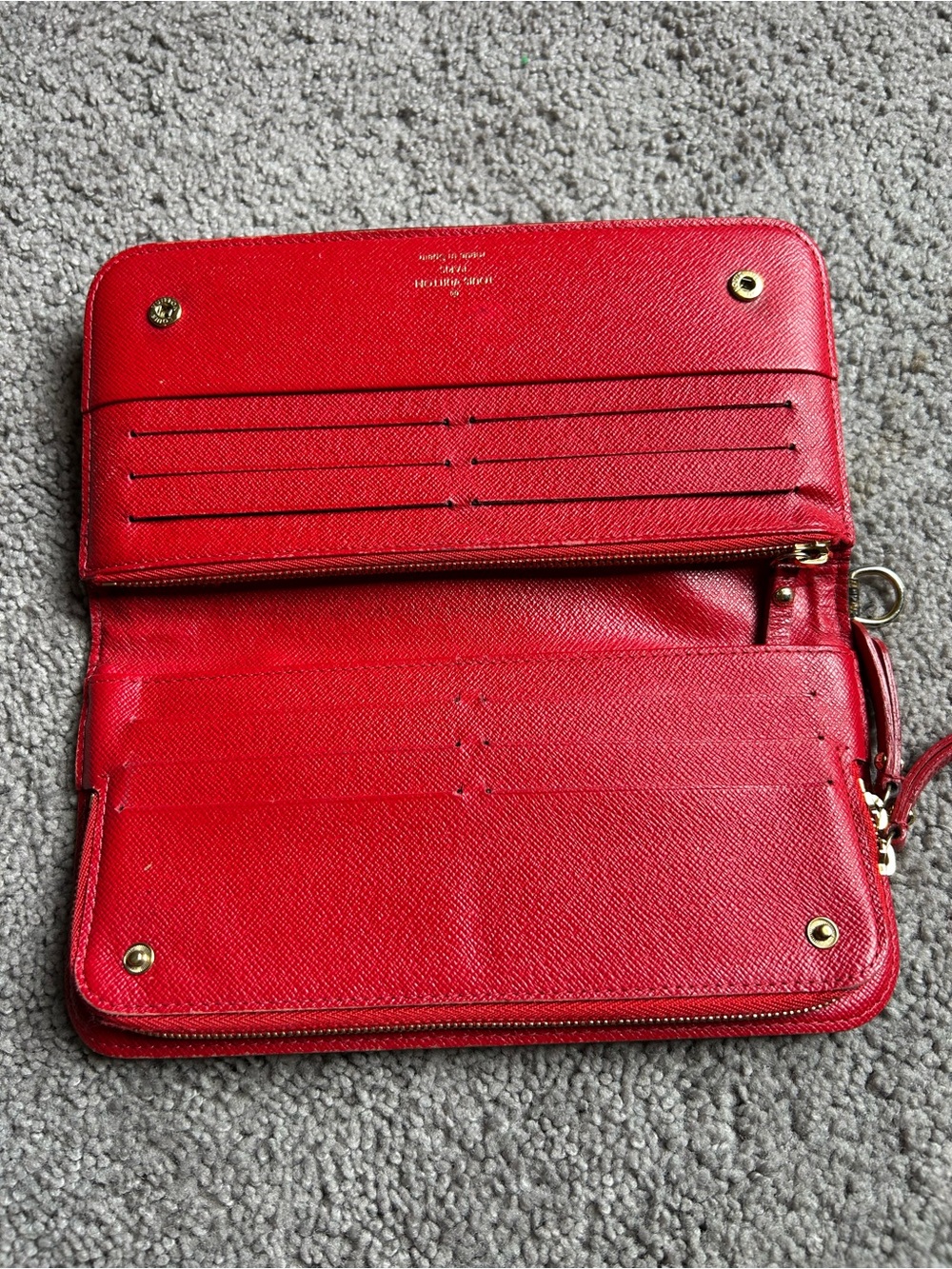 Louis Vuitton Monogram Zip-Around Wallet in Brown with Gold Print and Red Accent - Picture 6 of 15